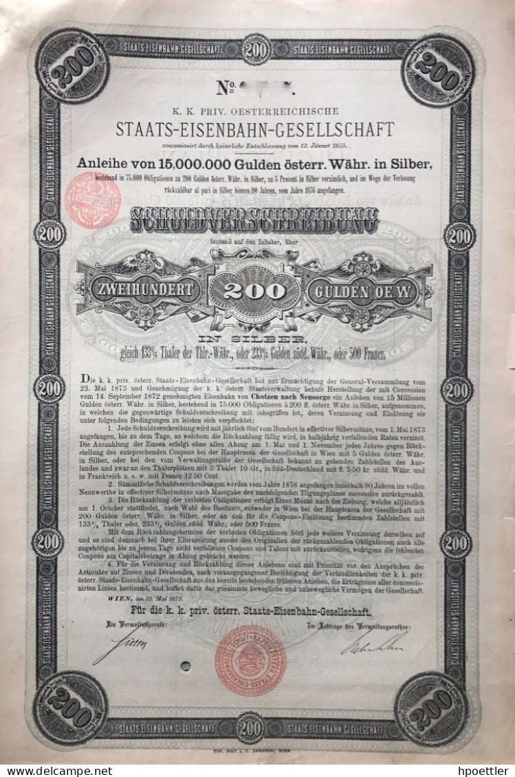 Vienne 1873: K.k. Priv. Staats-Eisenbahn-Gesellschaft - Spoorwegen En Trams