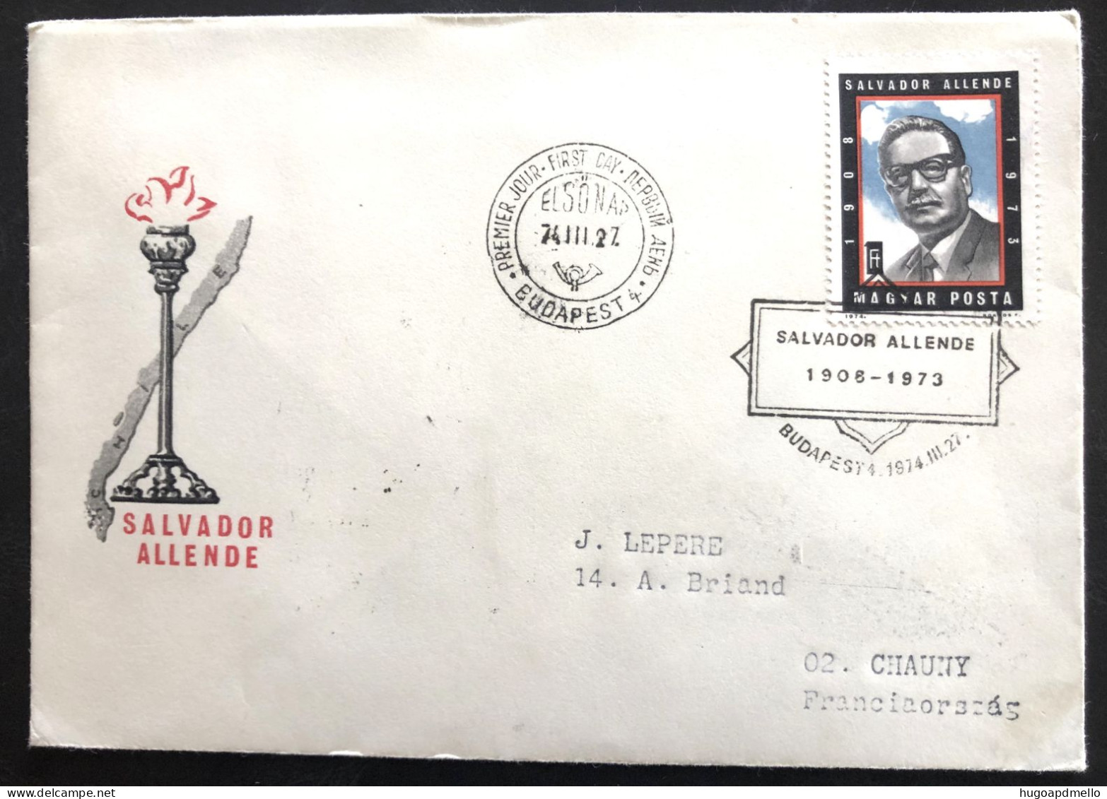 HUNGARY, Circulated FDC « SALVADOR ALLENDE », 1974 - Covers & Documents