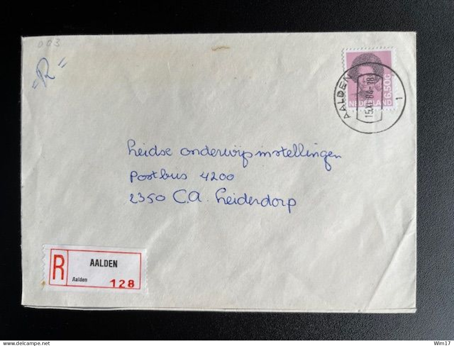 NETHERLANDS 1984 REGISTERED LETTER AALDEN TO LEIDERDORP 15-11-1984 NEDERLAND - Lettres & Documents