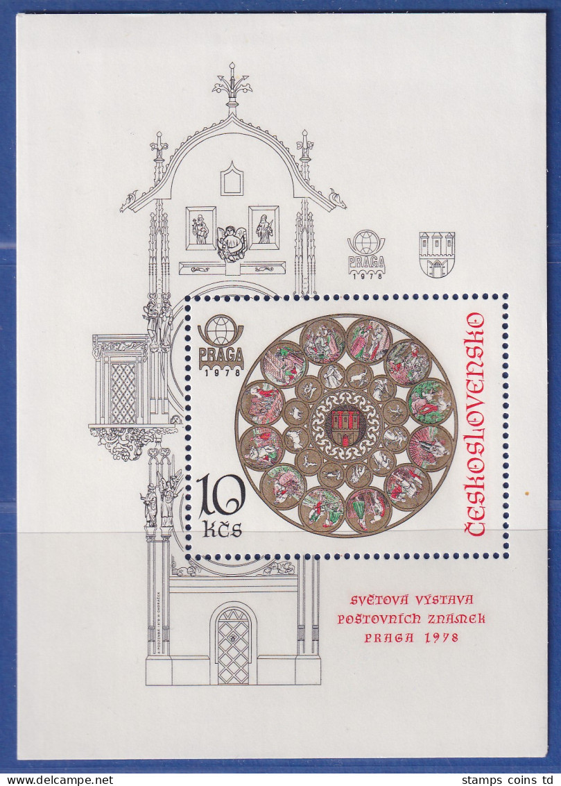 Tschechoslowakei 1978 Int. Briefmarkenausstellung Prag Mi.-Nr. Block 35 A ** - Autres & Non Classés