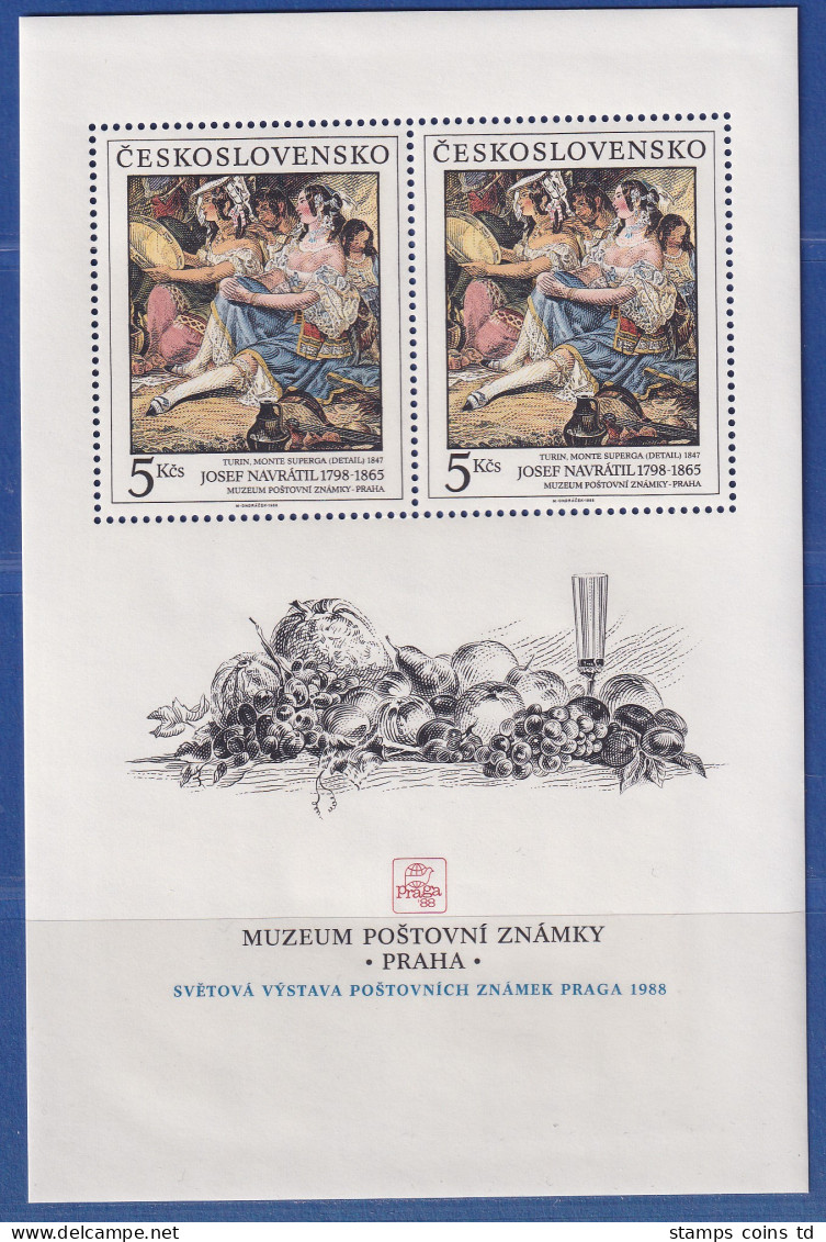 Tschechoslowakei 1988 Briefmarkenausstellung Prag Postmuseum Mi.-Nr. Block 88 ** - Autres & Non Classés