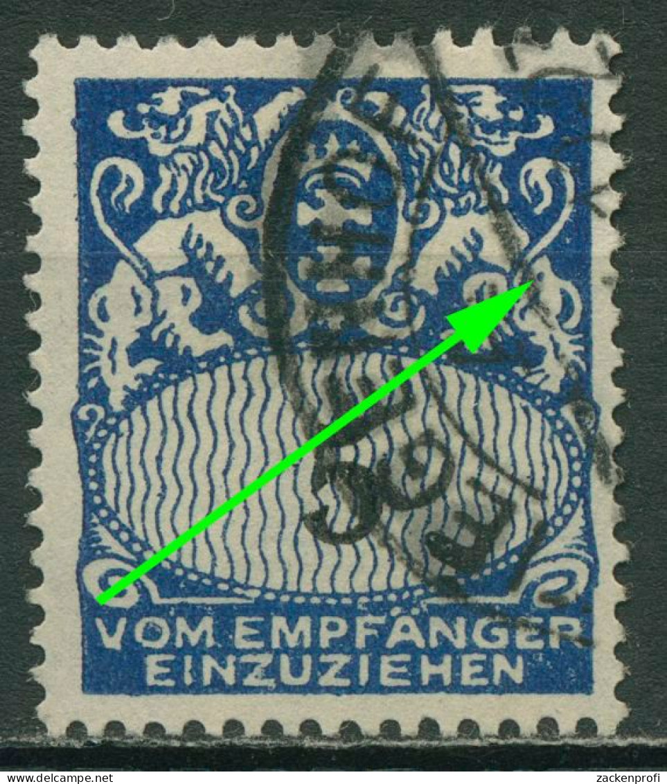 Danzig Portomarken 1927 Gr. Staatswappen Mit Plattenfehler P 30 XII Gestempelt - Taxe