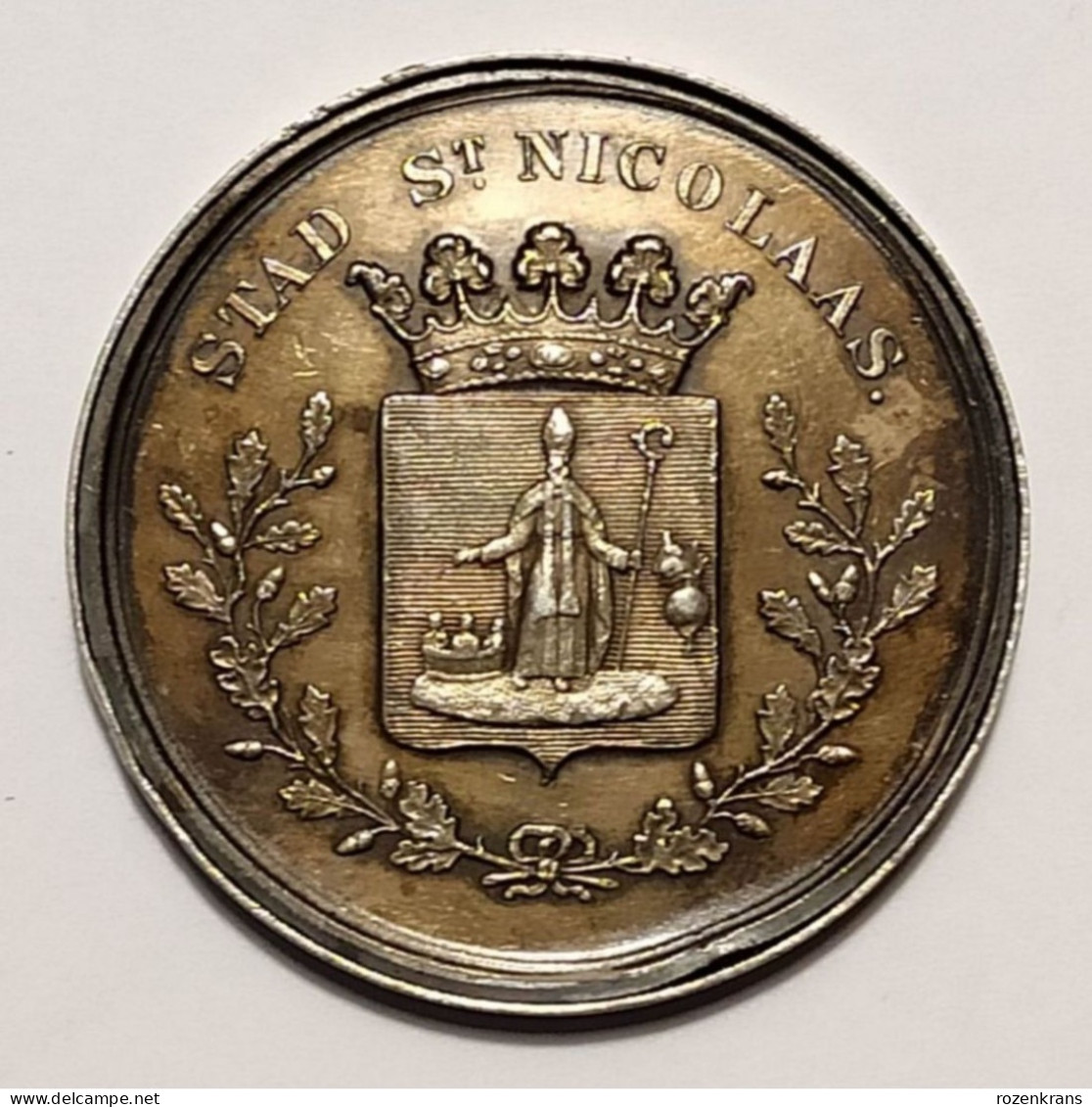 Oude Medaille Ancienne Kermis Feest Stad St. Sint Niklaas Nicolaas Waas Waasland Kermesse 1881 Foire Old Medal - Jetons De Communes