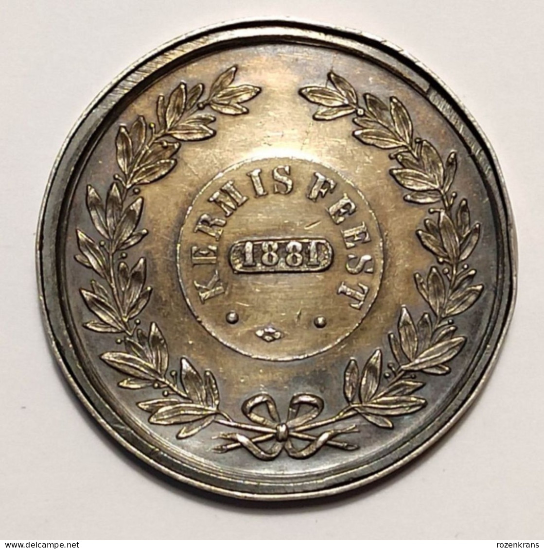 Oude Medaille Ancienne Kermis Feest Stad St. Sint Niklaas Nicolaas Waas Waasland Kermesse 1881 Foire Old Medal - Jetons De Communes