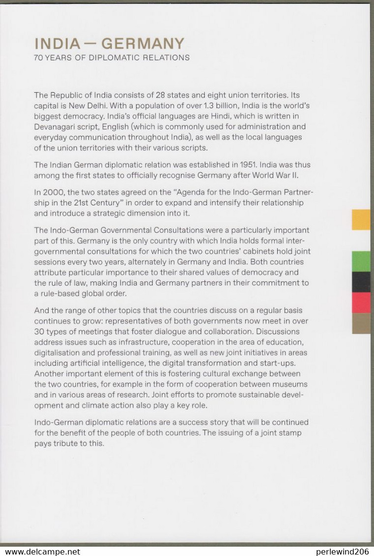 Bund India : Minister Card - Mi-Nr. 3612 ESST: " Beziehungen Indien - Deutschland " Gemeinschaftsausgabe - Joint Issue X - Lettres & Documents