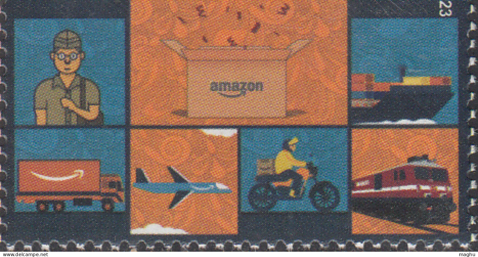 'Amazon' Celebration 10 Yrs, Airplane, Ship, Train, Motorbike, Truck, Transport, Logistic Cargo, My Stamp 2023 MNH - Unused Stamps