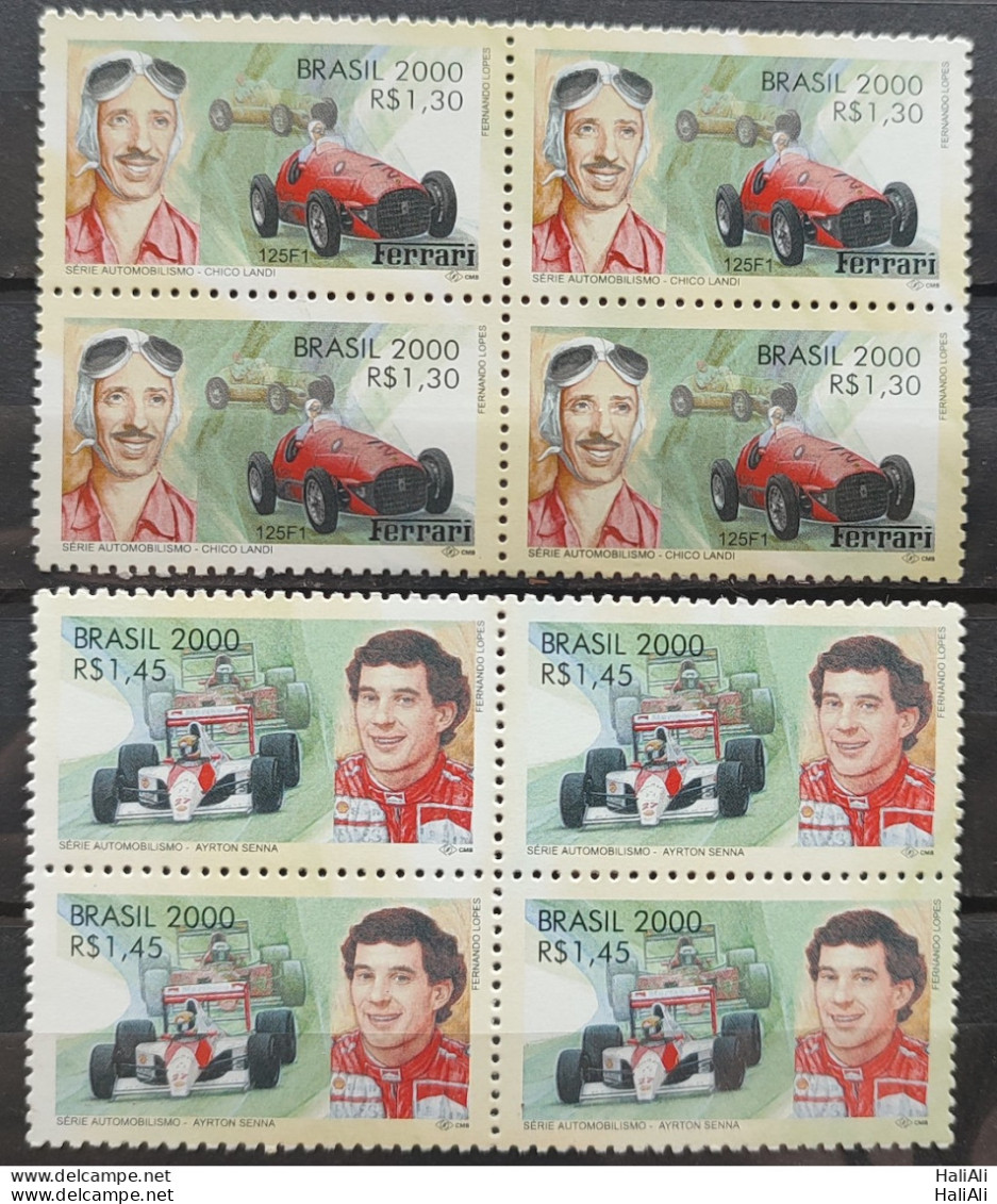 C 2345 Brazil Stamp Chico Landi Ayrton Senna Formula 1 Car 2000 Series Block Of 4 - Ungebraucht