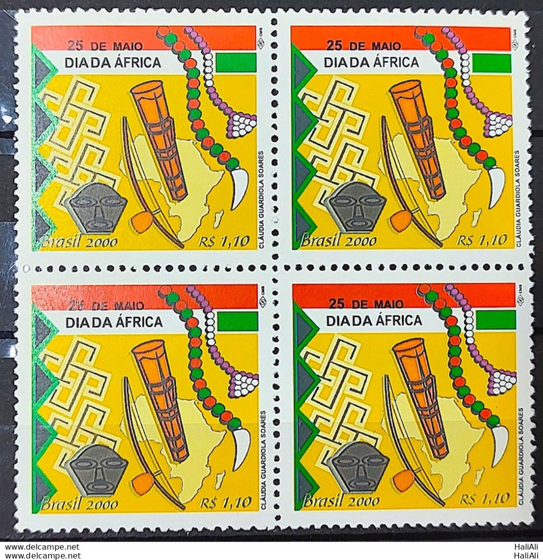 C 2281 Brazil Stamp Africa Day Afro Berimbau Culture Drum Music Map 2000 Block Of 4 - Ungebraucht