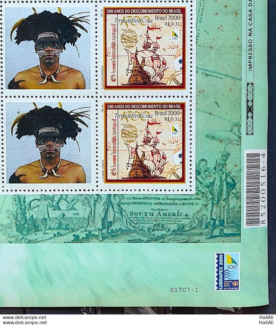 C 2254 Brazil Stamp Custom Discovery Of Brazil Indian Portugal 2000 Block Of 4 Vignette Lubrapex - Unused Stamps