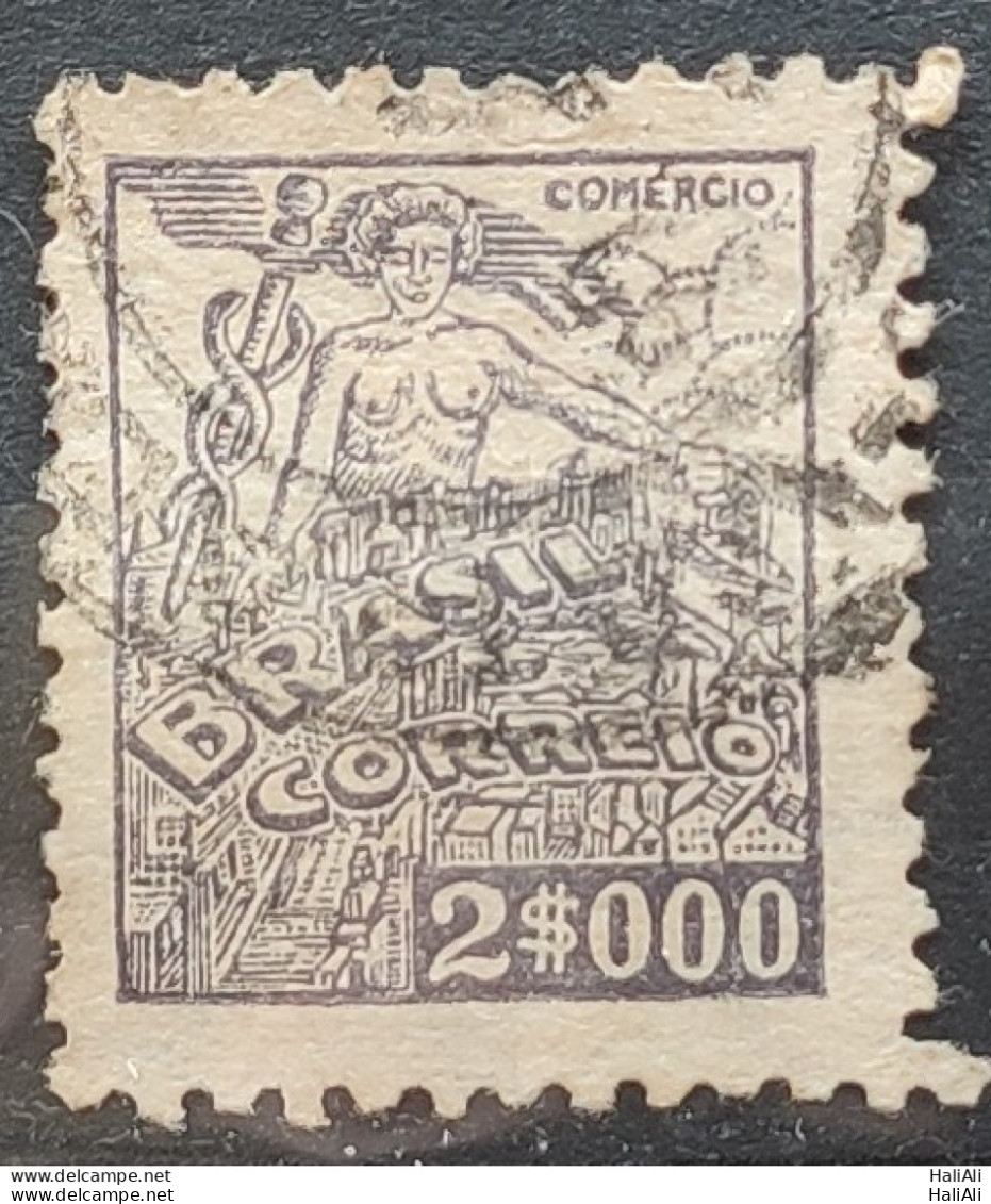 Brazil Regular Stamp RHM 381 Granddaughter Commerce 2000 Reis Filigree Q 1943 Circulated 5 - Used Stamps