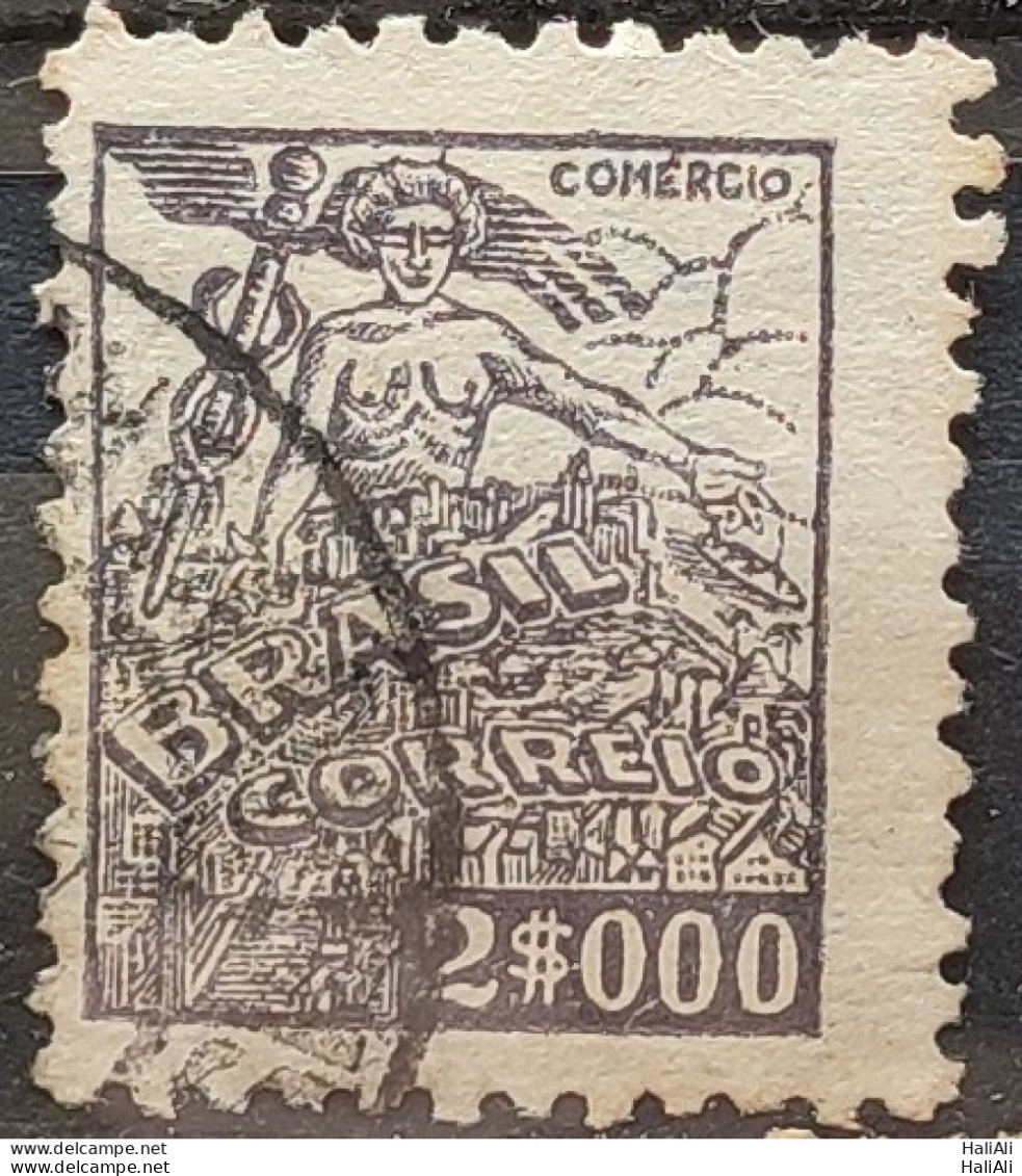 Brazil Regular Stamp RHM 381 Granddaughter Commerce 2000 Reis Filigree Q 1943 Circulated 14 - Oblitérés