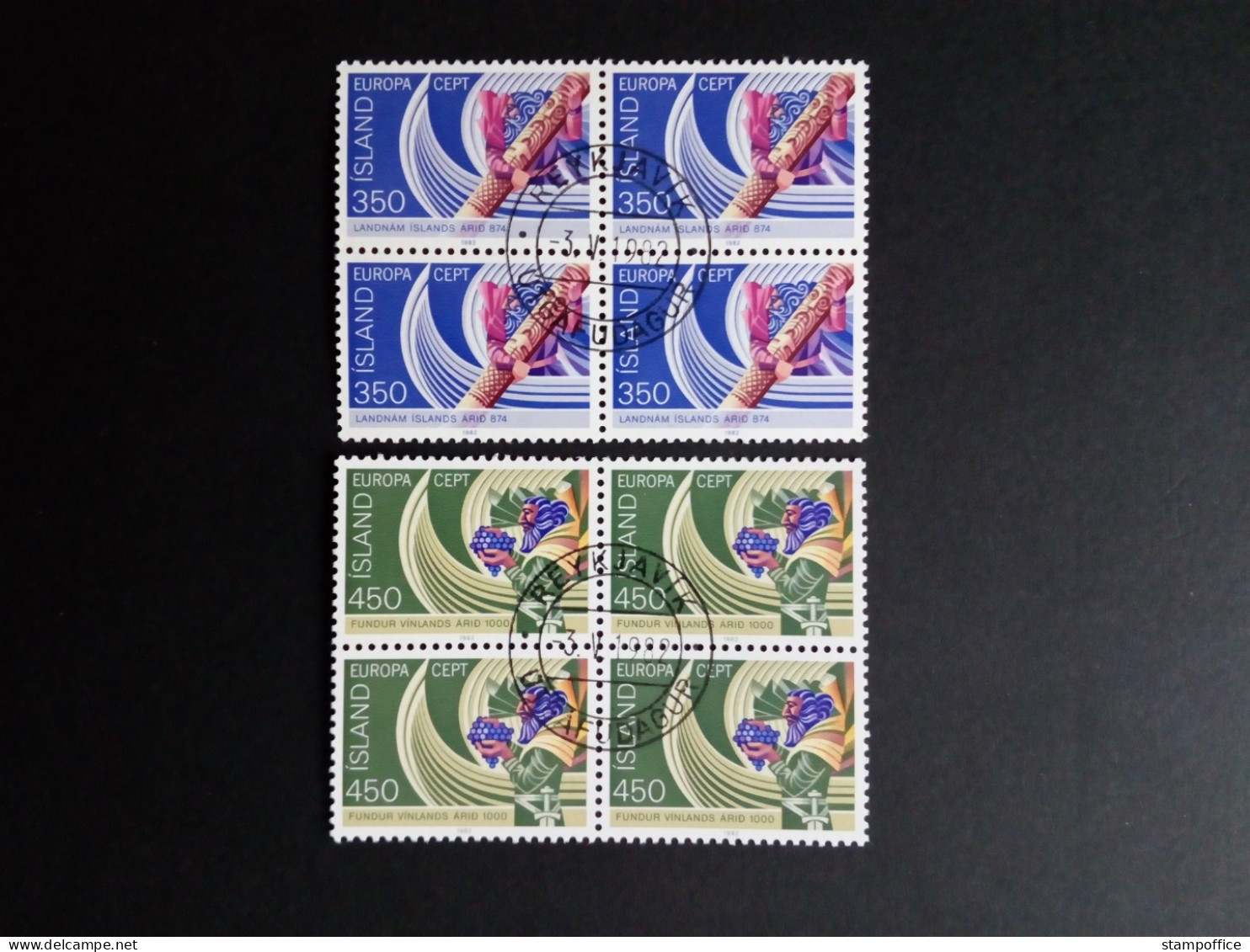 ISLAND MI-NR. 578-579 GESTEMPELT(USED) 4er BLOCK EUROPA 1982 HISTORISCHE EREIGNISSE - 1982