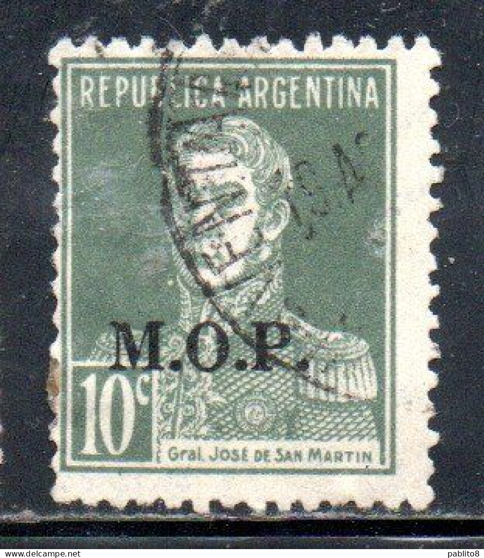 ARGENTINA 1923 1931 OFFICIAL DEPARTMENT STAMP OVERPRINTED M.O.P. MINISTRY OF PUBLIC WORKS MOP 10c USED USADO - Officials