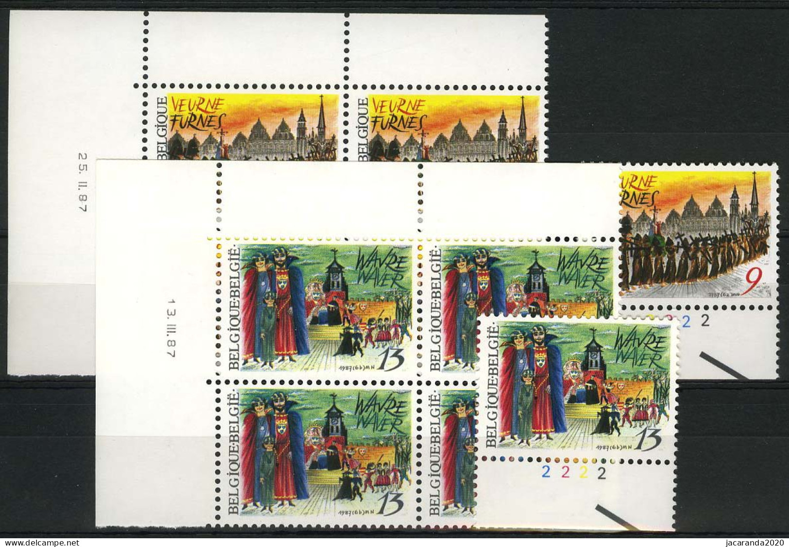 België 2249/50 - Folklore - Hoekdatum + Plnr 2 - Dated Corners