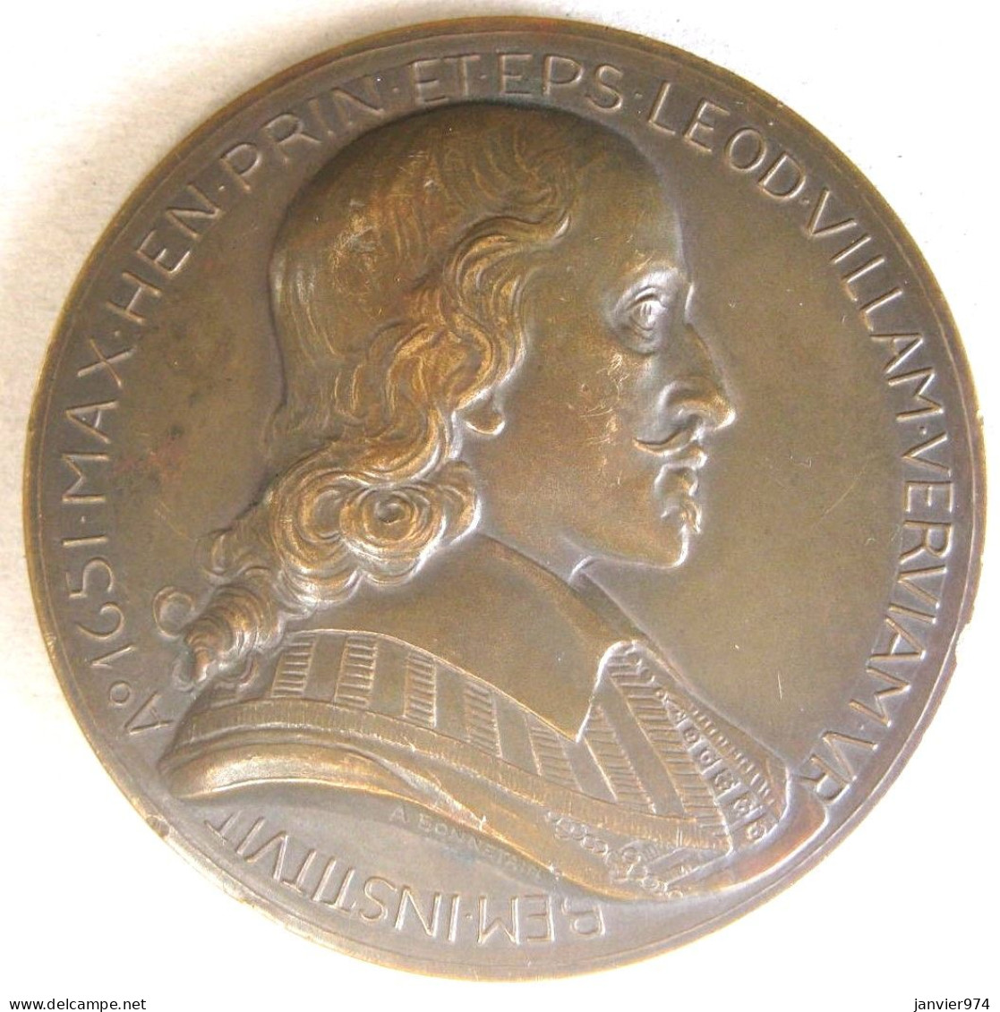 Médaille En Bronze Liège 1951. Hôtel De Ville De Verviers . Maximilien-Henri De Bavière , Par Bonnetain - Andere & Zonder Classificatie