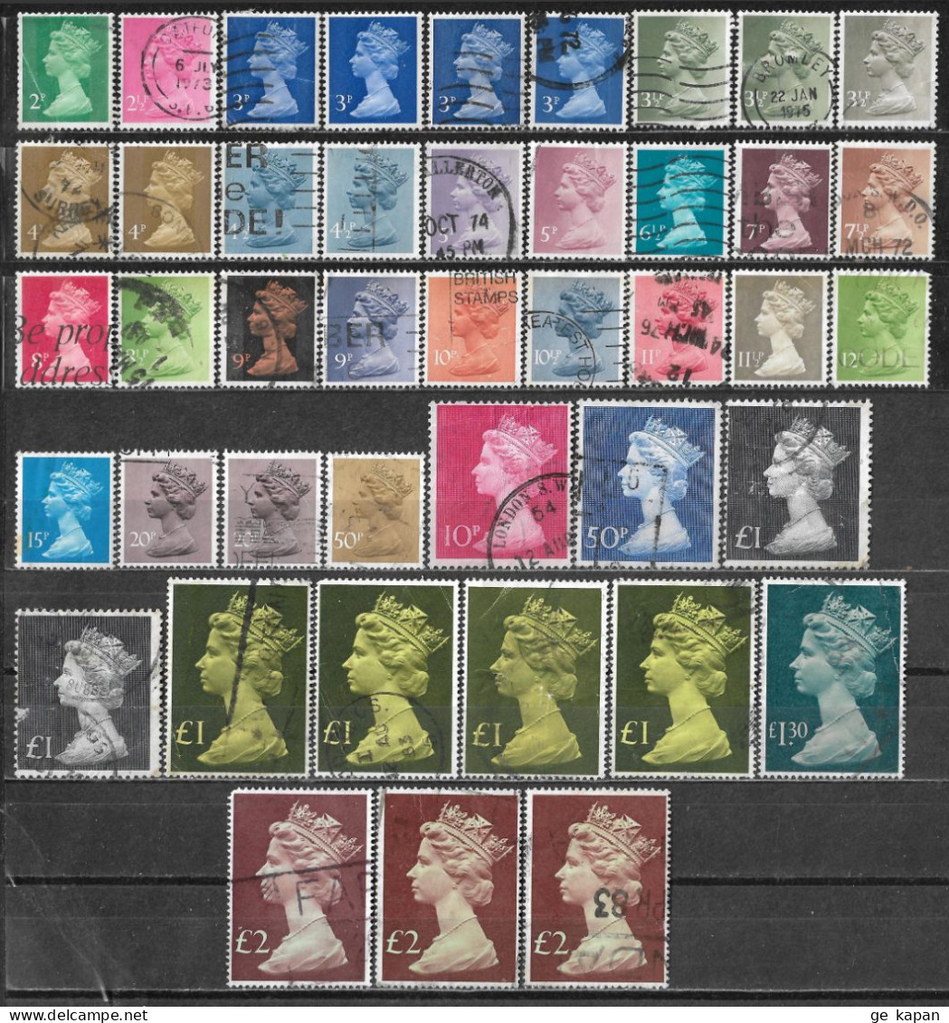 1970-1995 GREAT BRITAIN LOT OF 43 MACHINE DEFINITIVE USED STAMPS Scott CV $25.35 - Franking Machines (EMA)