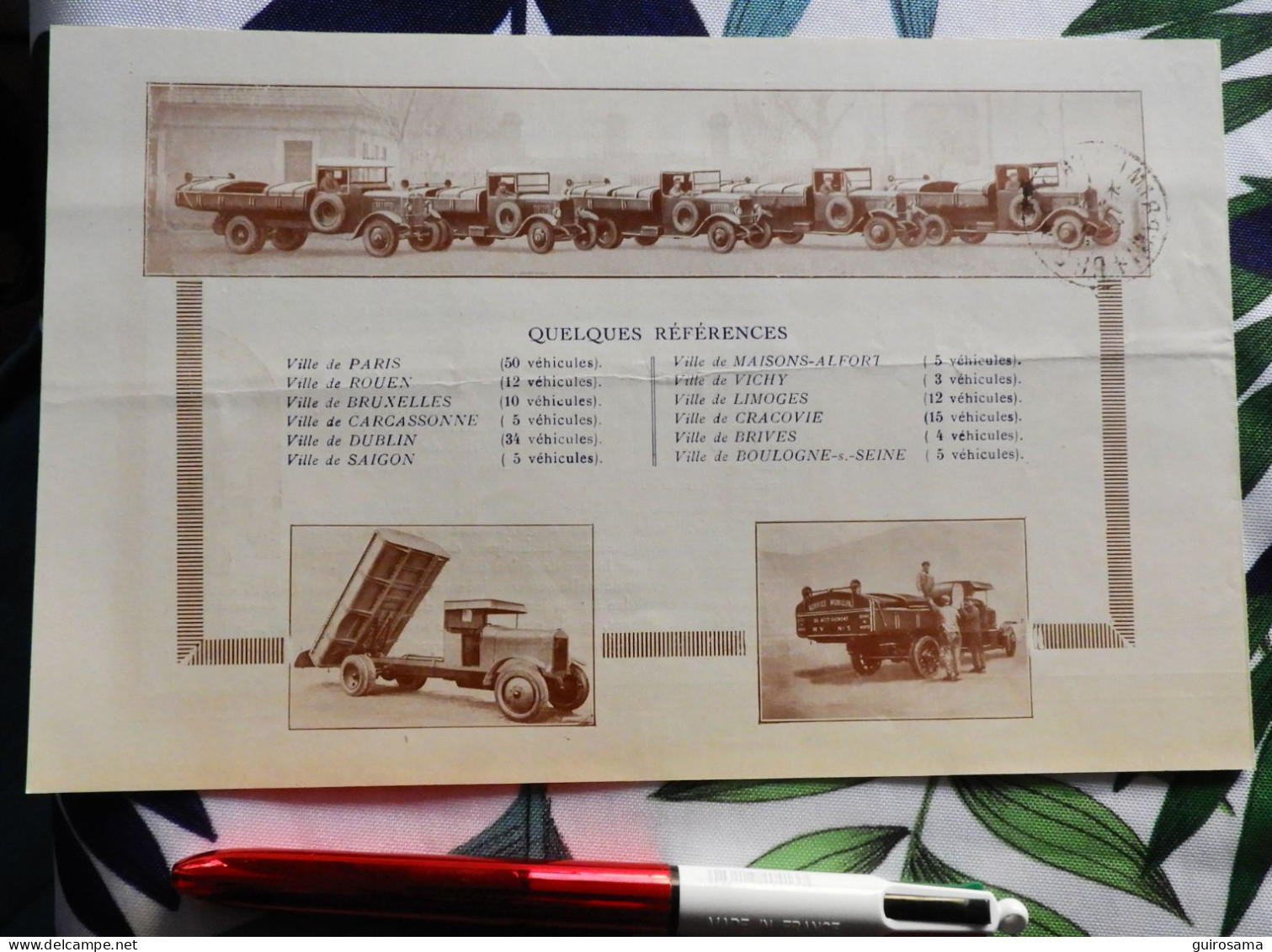 Bennes Basculantes Pour Les Ordures - Fernand Genève 188 Rue Du Château Des Rentiers Paris 13 - 1926 - Automobile