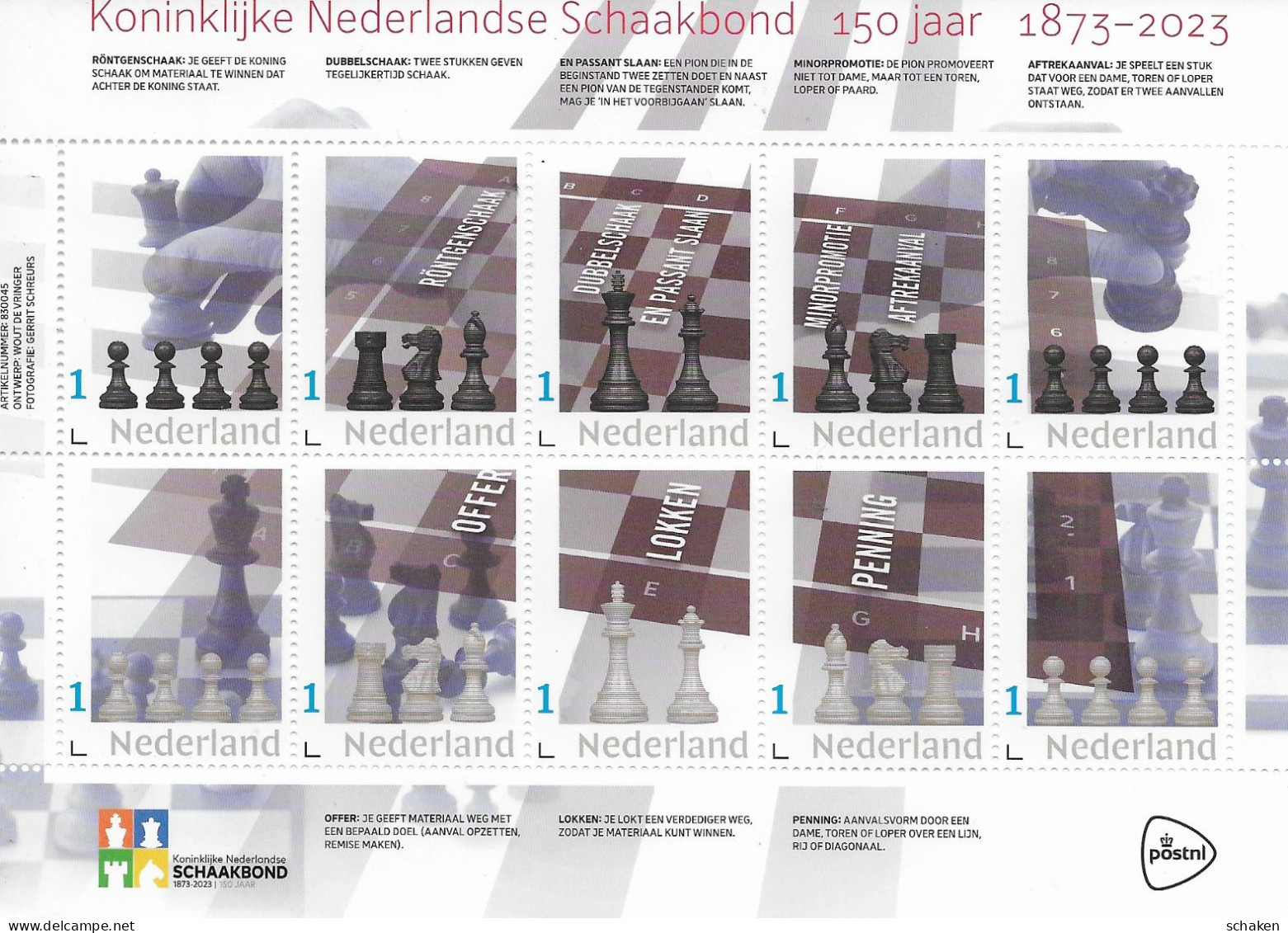 Netherlands 2023; 150 Yrs Dutch Chess KNSB Koninklijke Nederlandse Schaakbond - Neufs