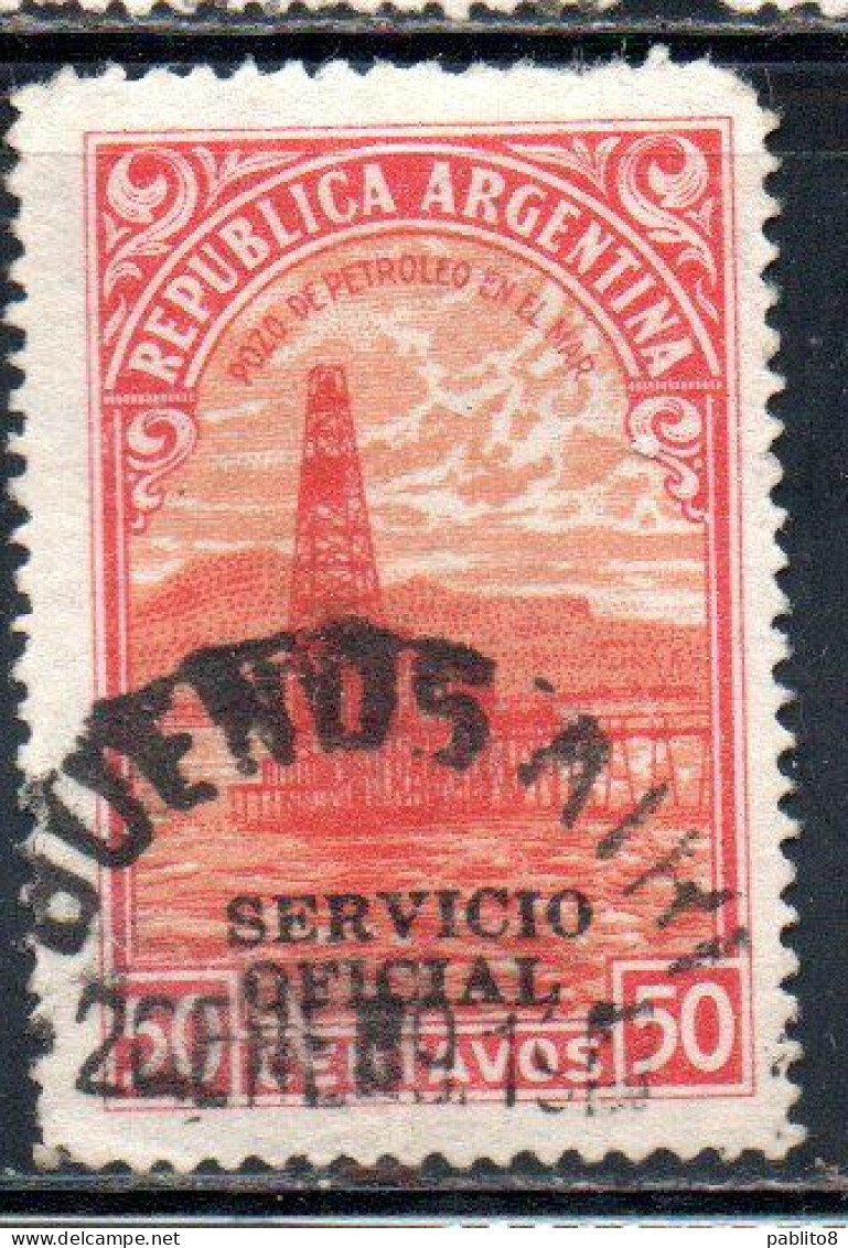 ARGENTINA 1945 1946 OFFICIAL STAMPS SERVICE SERVICIO OFICIAL OVERPRINTED 50c USED USADO - Dienstmarken