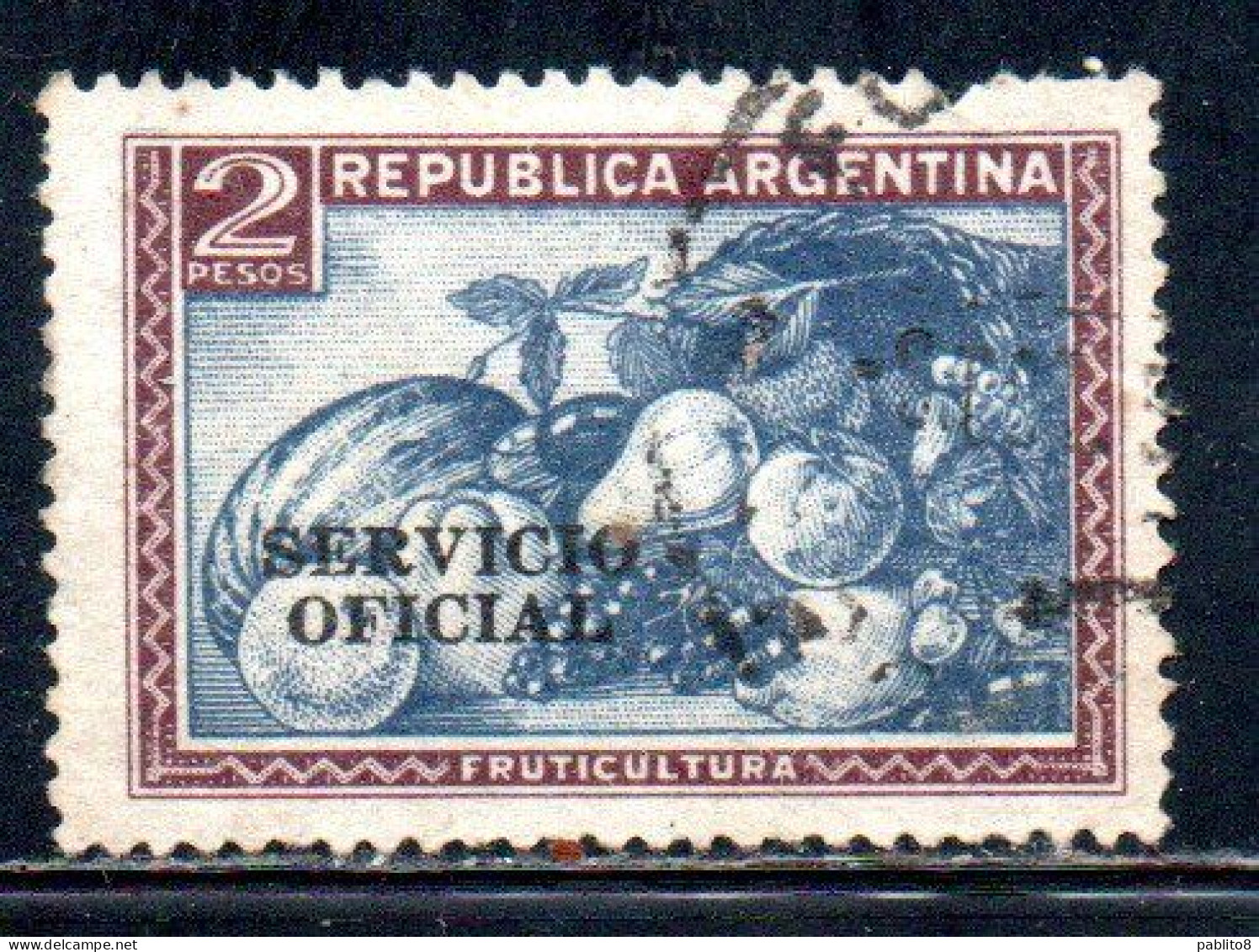 ARGENTINA 1945 1946 OFFICIAL STAMPS SERVICE SERVICIO OFICIAL OVERPRINTED 2p USED USADO - Dienstmarken