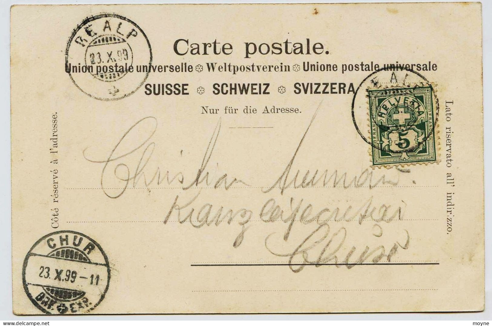 3072 - Suisse - GRUSS  VON   REALP (village) -   Circulée En 1899 --  Cachets Au Dos  TRES  RARE - Au