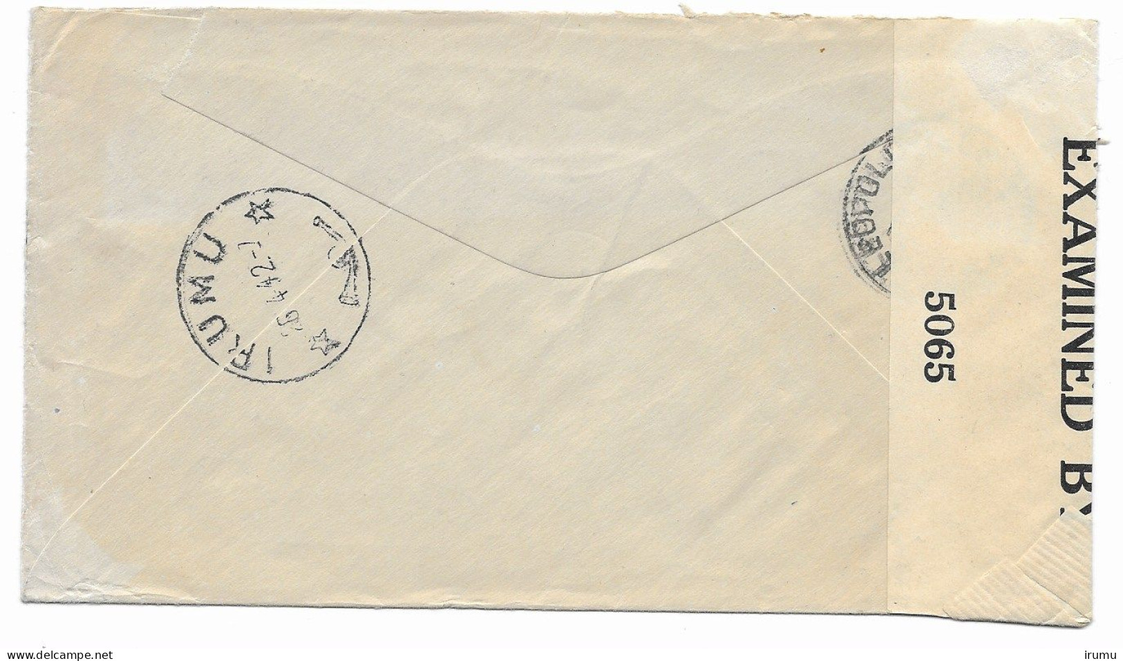 Congo 1942, Lettre De Irumu Avec Griffe CENSURE CONGO BELGE (SN 2826) - Briefe U. Dokumente