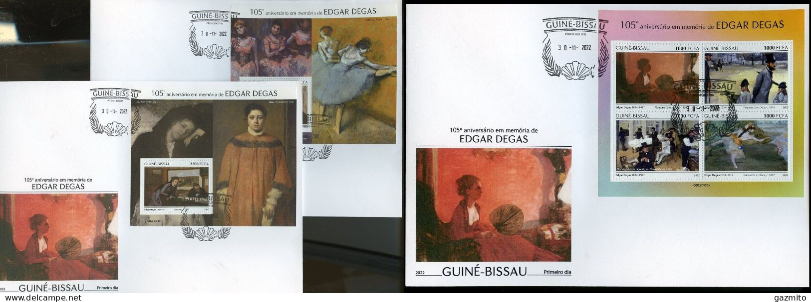 Guinea Bissau 2022, Art, Degas, 4val In BF+2BF In FDC - Impressionismus