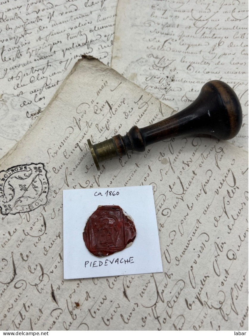 CACHET CIRE ANCIEN - Sigillographie - SCEAUX - WAX SEAL - Ca 1860 PIEDEVACHE - Cachets