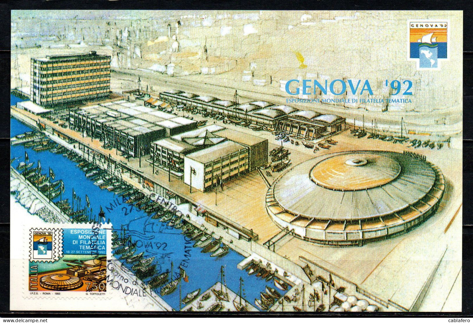 ITALIA - 1992 - ESPOSIZIONE MONDAILE DI FILATYELIA TEMATICA "GENOVA '92" - Cartoline Maximum