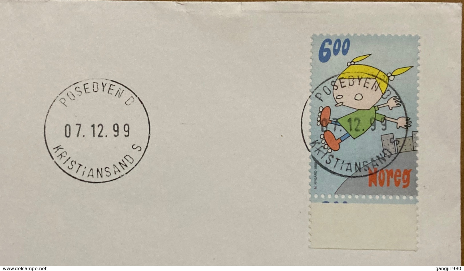 NORWAY 1999, COVER USED TO GERMANY, COMIC, CHILDREN GAME, STAMP, KRISTIANSAND CITY CANCEL. - Storia Postale