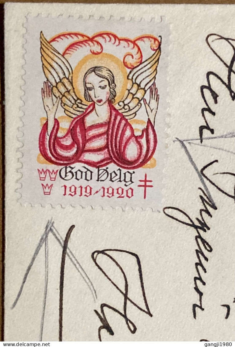 SWEDEN 1920, STATIONERY COVER, 5 ORE SURCHARGED ON 4 ORE, FLYING ANGEL VIGNETTE LABEL, HELSINGBORG CITY CANCEL - Lettres & Documents