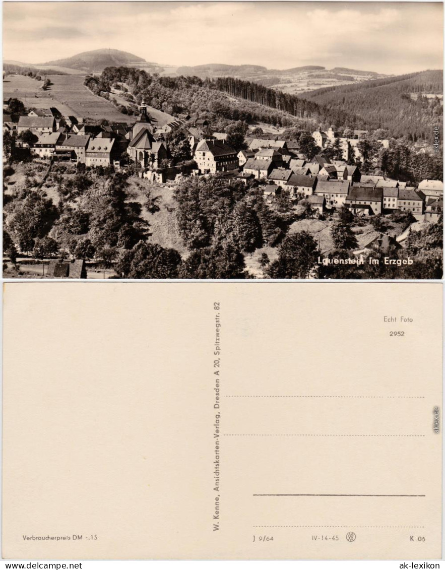 FotoKarte Lauenstein Erzgebirge Altenberg Erzgebirge Panorama-Ansicht 1964 - Lauenstein
