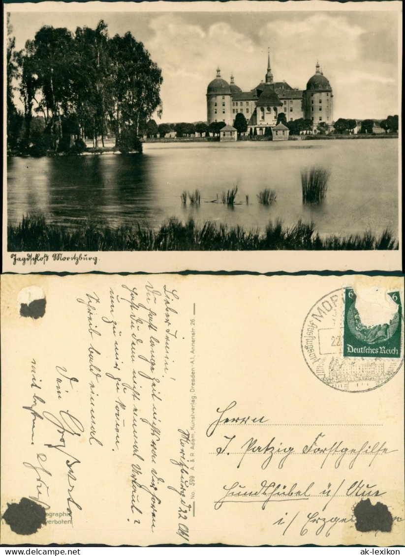 Ansichtskarte Moritzburg Kgl. Jagdschloss Mit Schlossteich 1930 - Moritzburg