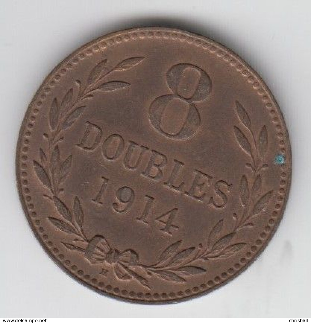 Guernsey Coin 8 Double 1914  Condition Very Fine - Guernesey