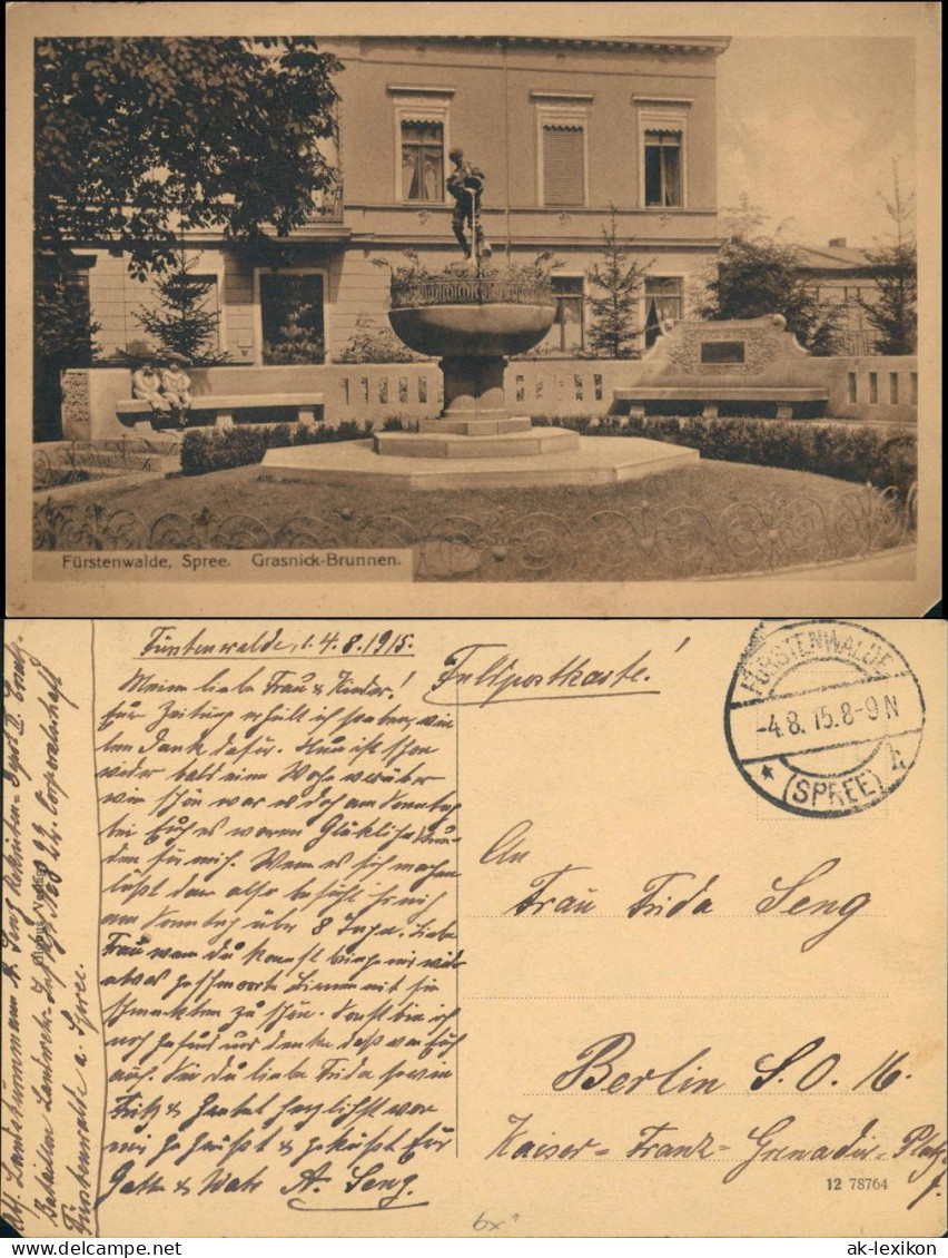 Ansichtskarte Fürstenwalde/Spree Grassnik-Brunnen 1915 - Fuerstenwalde