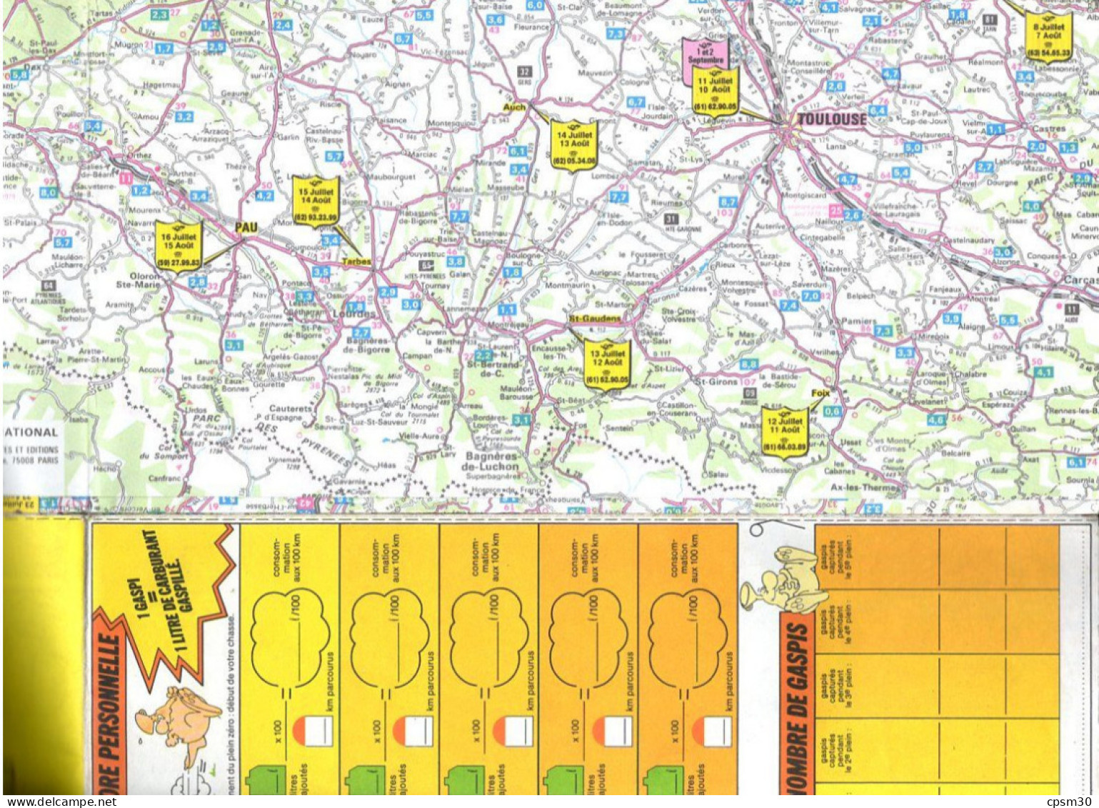 Carte Chasse Aux Gaspi 1979 échelle 1/1.000.000 - Strassenkarten