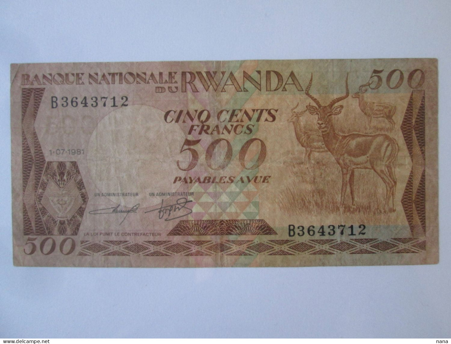 Rare! Rwanda 500 Francs/Amafranga 1981 See Pictures - Ruanda