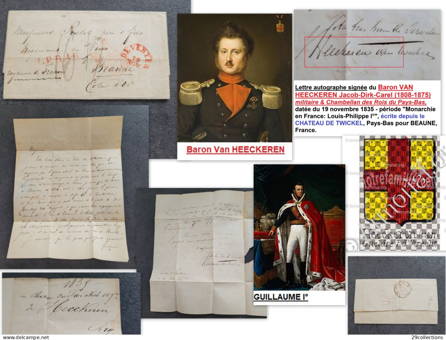 Autographe 1835 Baron VAN HEECKEREN(1808-1875) Militaire & Chambellan De GUILLAUME I° Roi Des Pays-Bas - Historische Personen