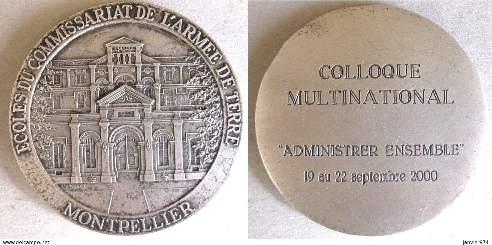 Médaille En Bronze Argentée  École Du Commissariat De L'Armée De Terre – Montpellier, Par CARDOT - Otros & Sin Clasificación