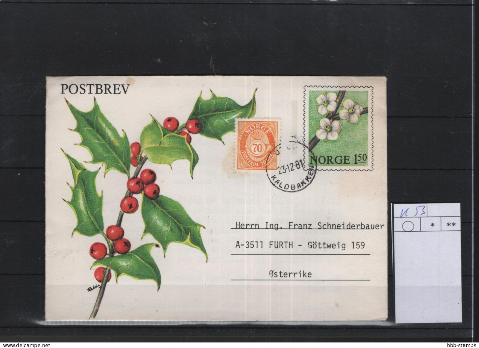 Norwegen Michel Cat.No. Postal Stat K53 Used - Interi Postali