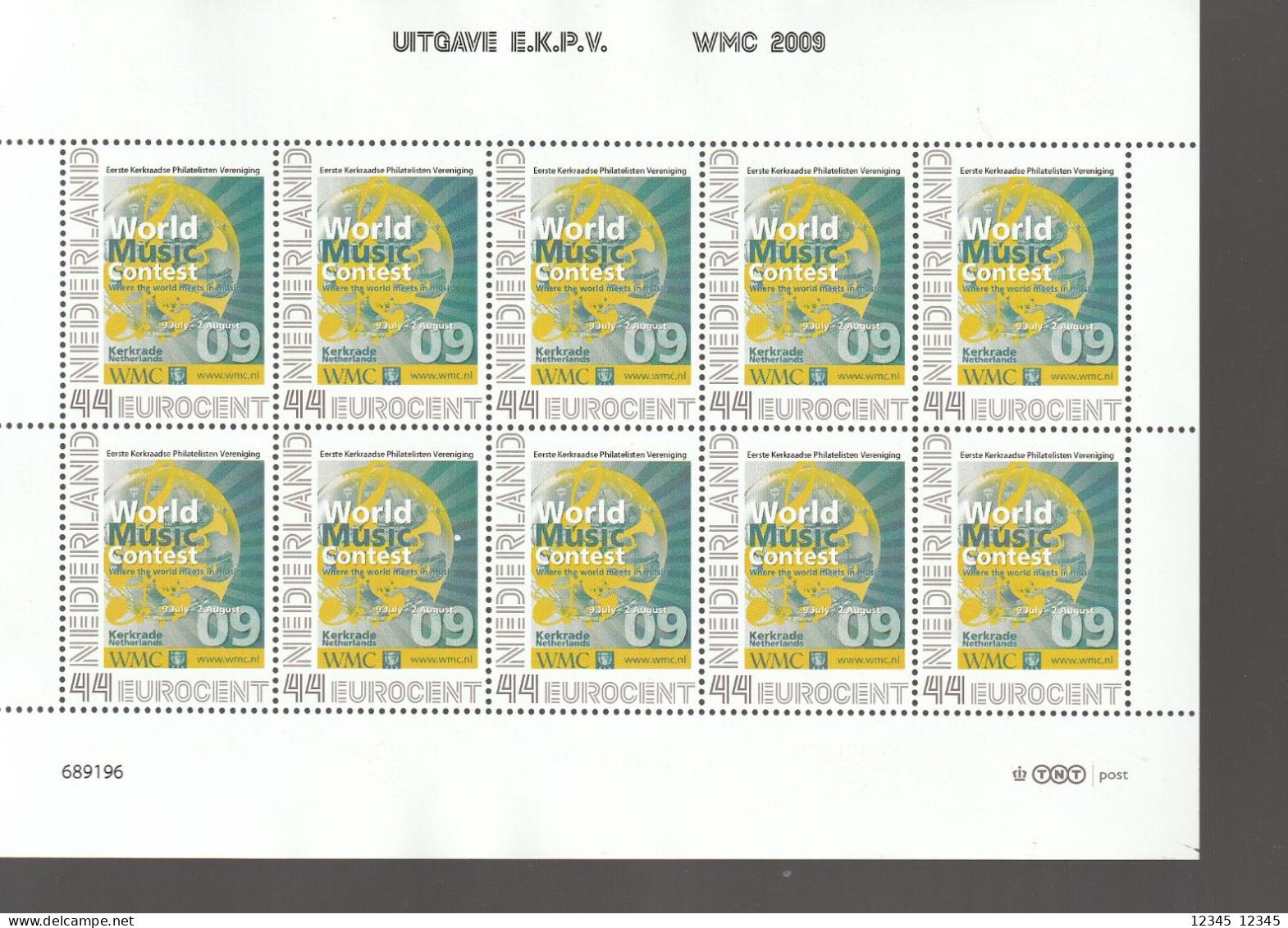 Nederland 2009, Postfris MNH, World Music Contest - Personnalized Stamps