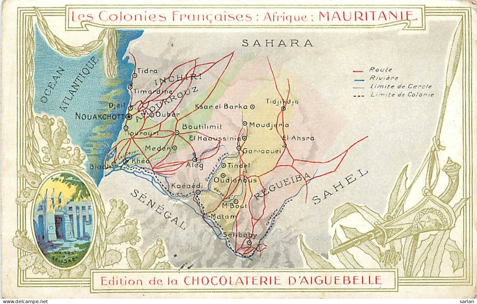 MAURITANIE , Carte Géographique De La Chocolaterie D'Aiguebelle + Descriptif Au Dos  , * 504 42 - Mauritania