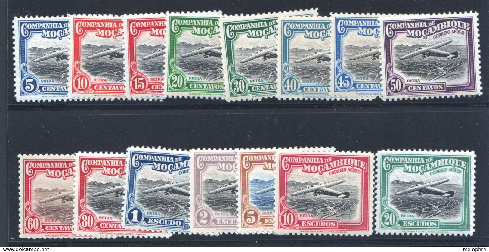 1935 Compagnie Du Mozambique Poste Aérienne Série Complète De 15 ** - Mozambique