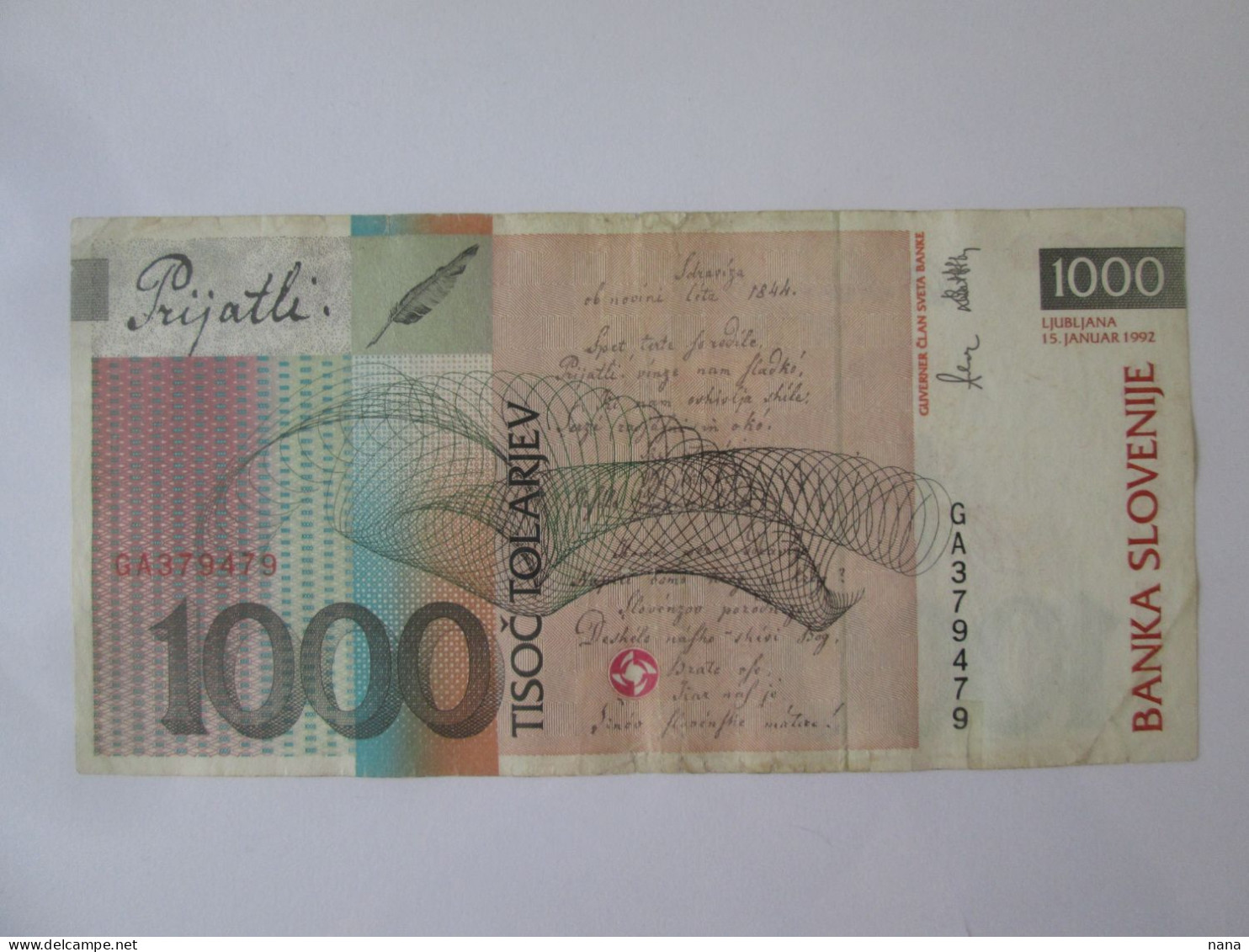 Slovenia 1000 Tolarjev 1992 Banknote See Pictures - Slowenien