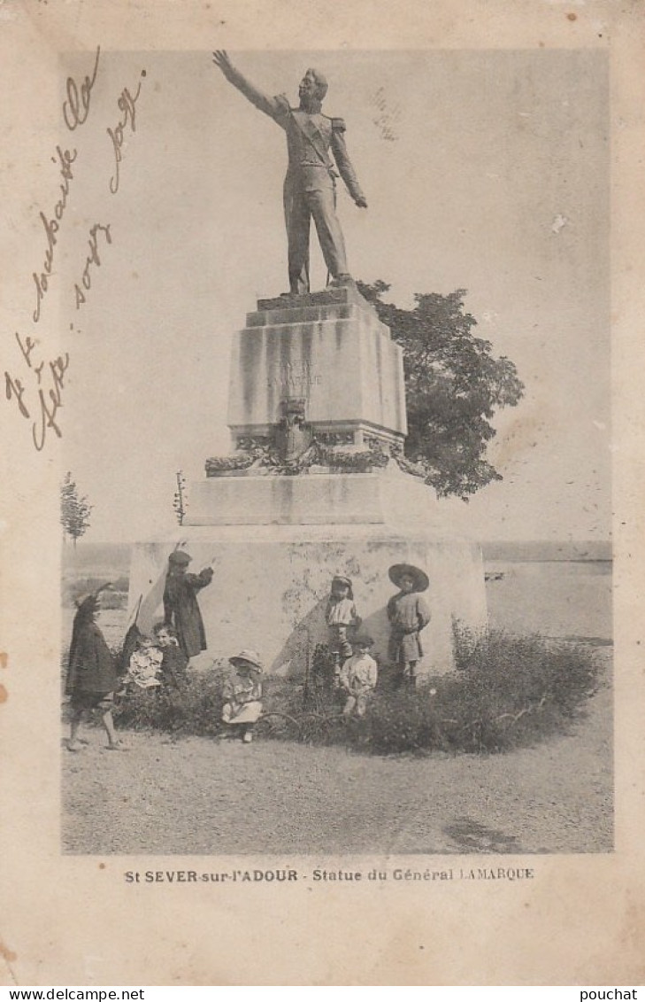 R9-40) SAINT SEVER SUR L'ADOUR (LANDES) STATUE DU GENERAL LAMARQUE - (ANIMEE - GROUPE D'ENFANTS - 2 SCANS) - Saint Sever