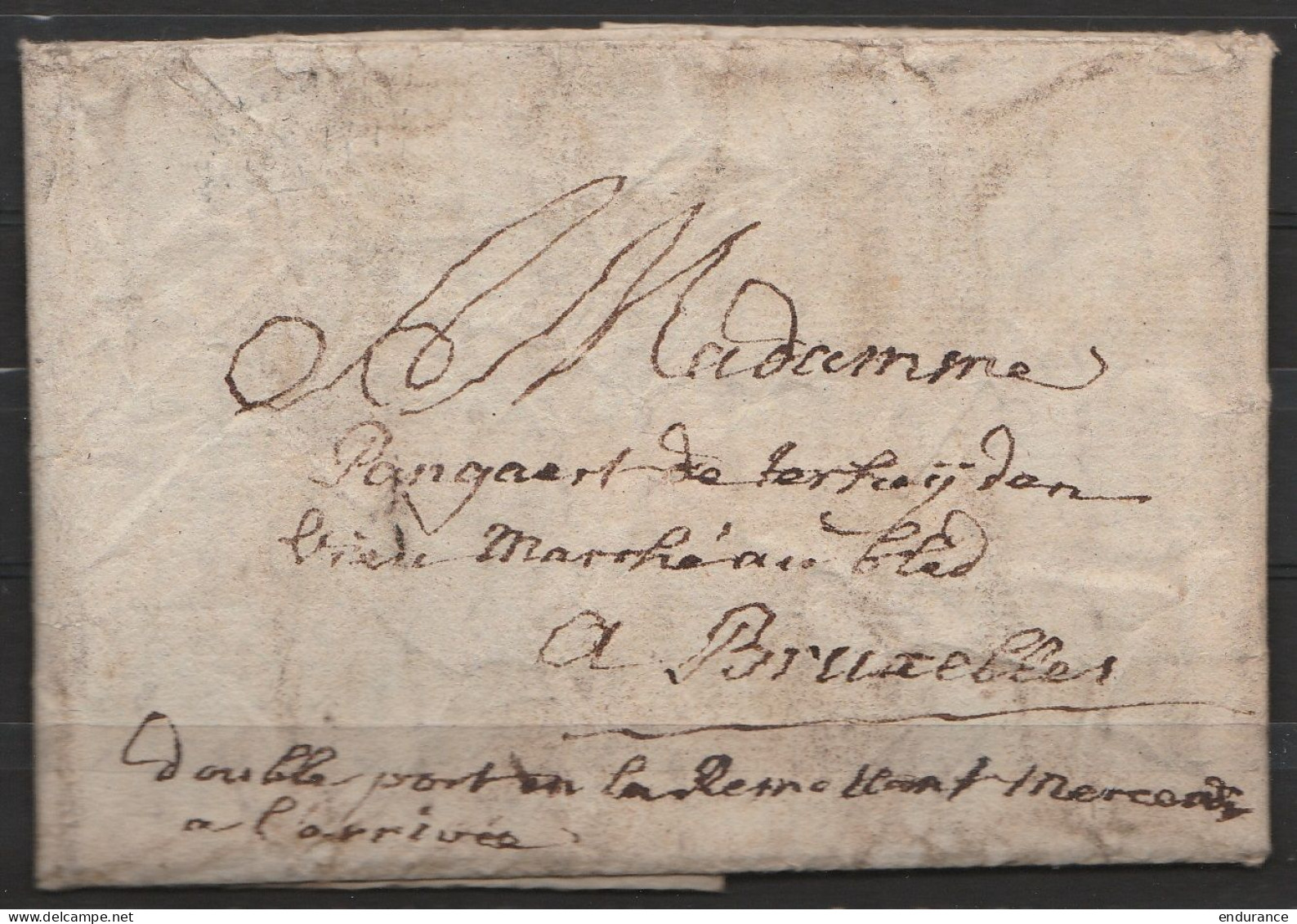 L. Datée 7 Octobre 1797 De GAND Pour BRUXELLES - Man "double Port …" - 1794-1814 (Französische Besatzung)