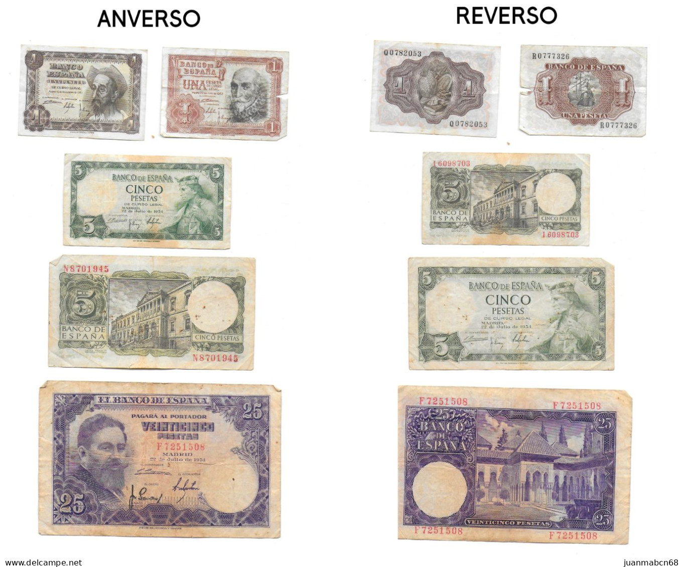 Coleccion De 19 Billetes De España (1931 / 1954) - Autres & Non Classés