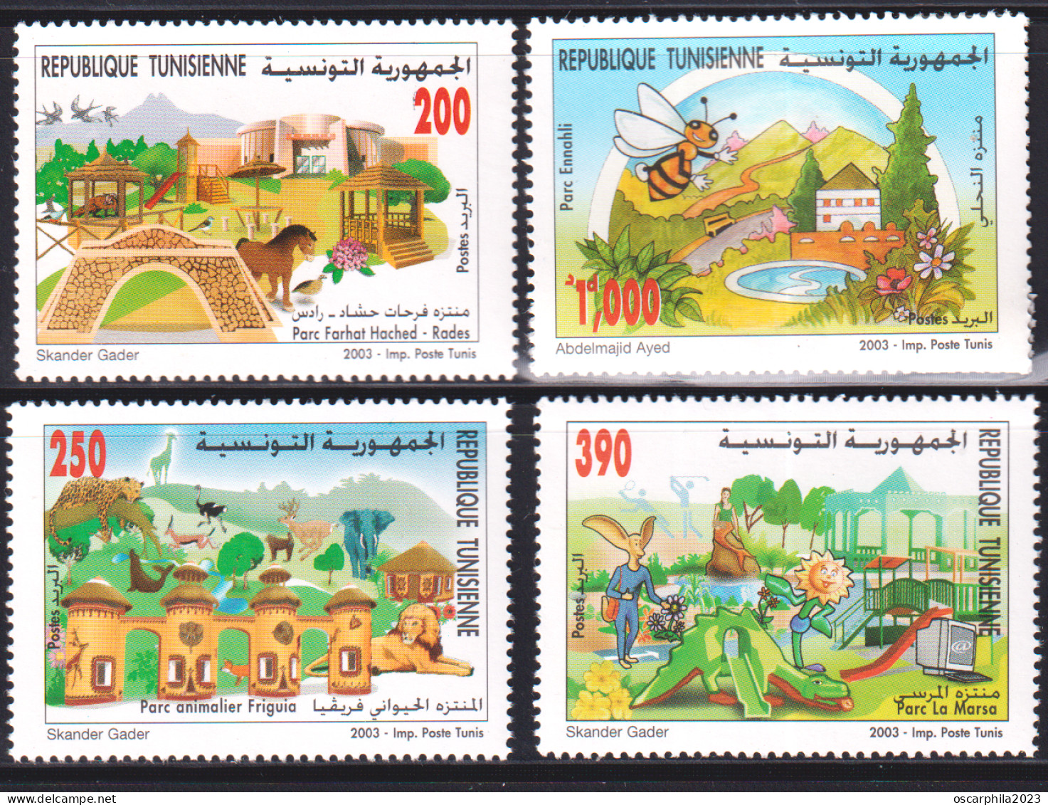 2003-Tunisie / Y&T 1483 -- 1486 - Les Parcs En Tunisie Faune ; Série Compléte - 4V / MNH***** - Tunisia (1956-...)