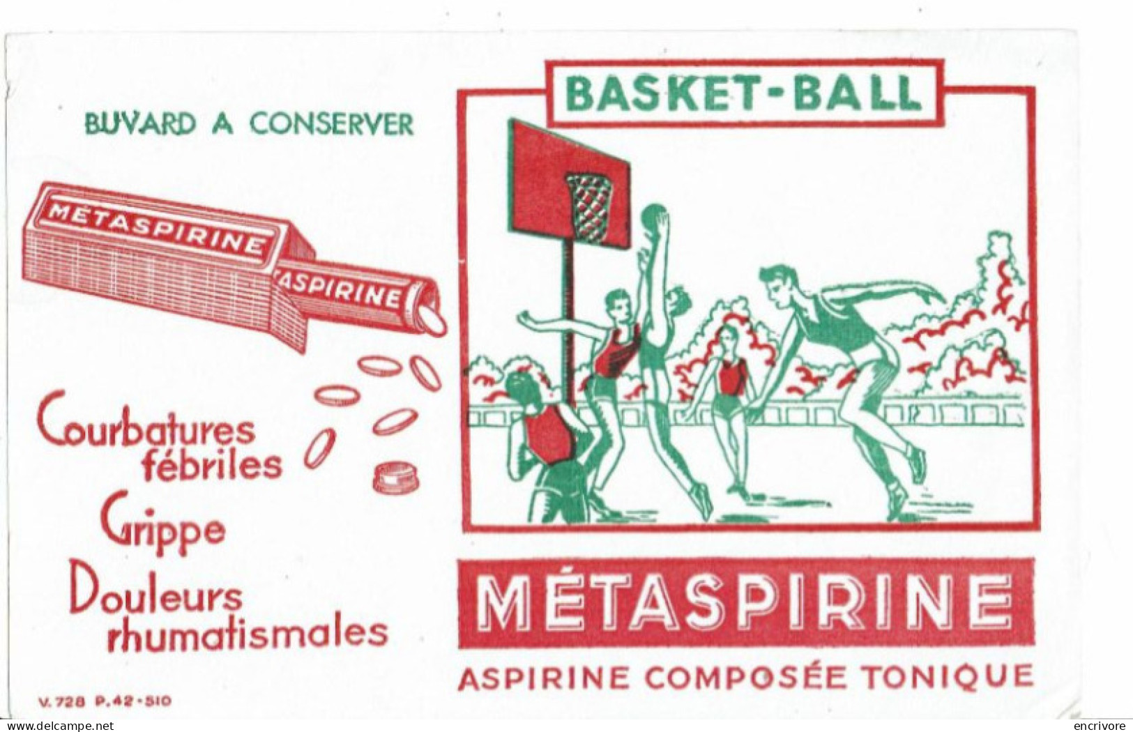 Buvard METASPIRINE Sport Basket Ball - Drogerie & Apotheke