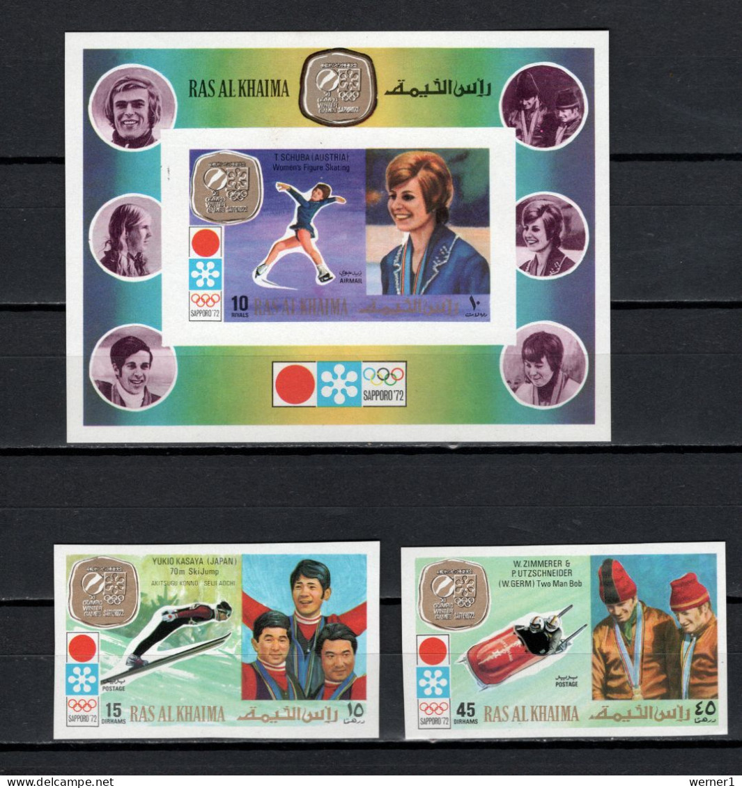 Ras Al Khaima 1972 Olympic Games Sapporo, Medal Winners 2 Stamps + S/s Imperf. MNH - Winter 1972: Sapporo